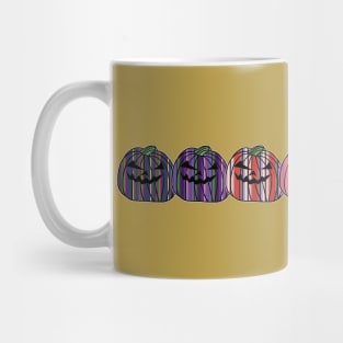 Row of Spooky Halloween Pumpkins in Stripes Mug